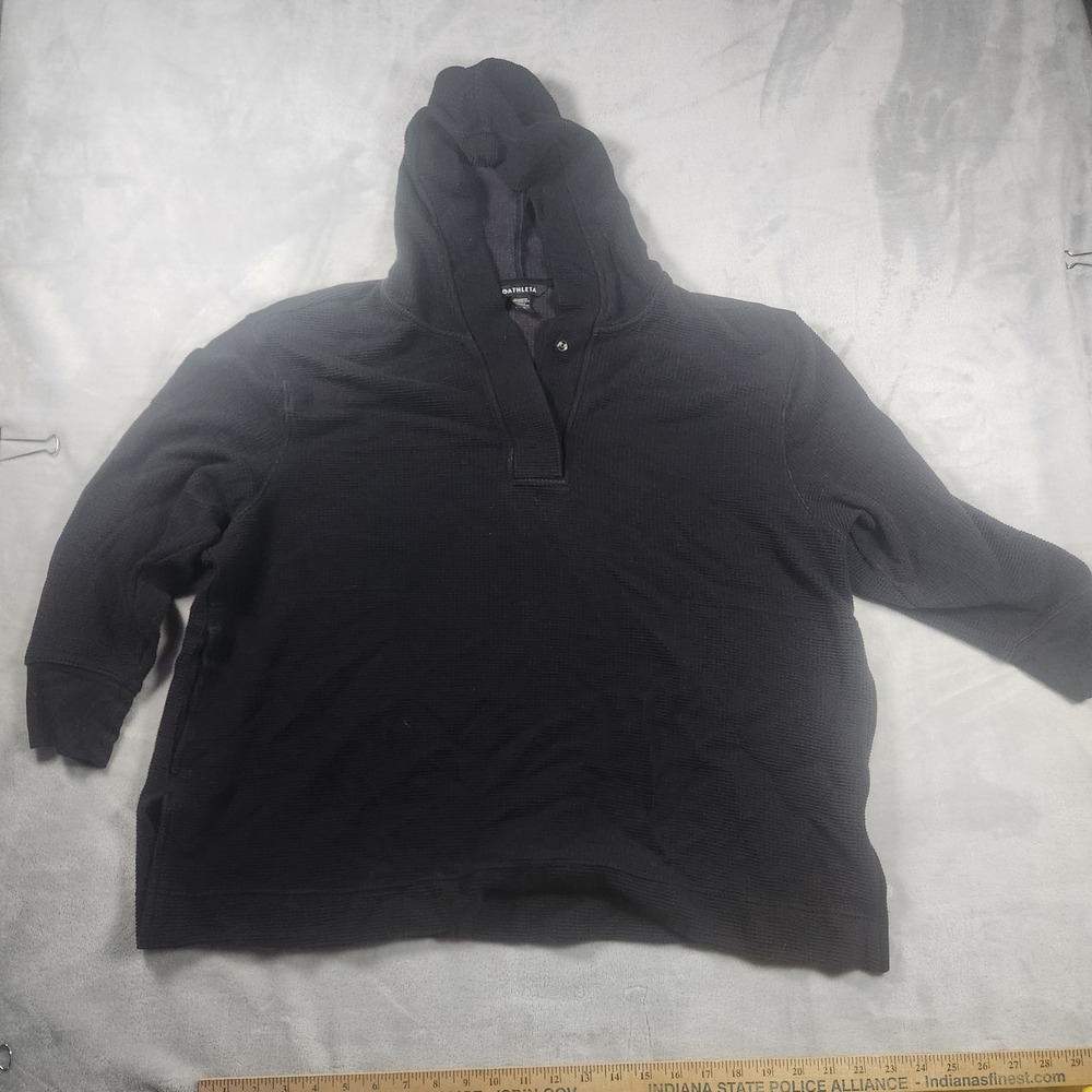 Athleta Black Pullover Womens Coaster Luxe Waffle Hoodie‎ Athleisure Size 1X
